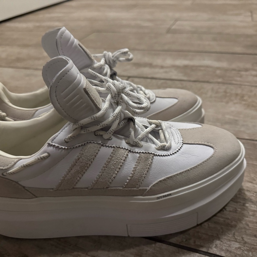 White and Tan Chunky Sole Sneakers